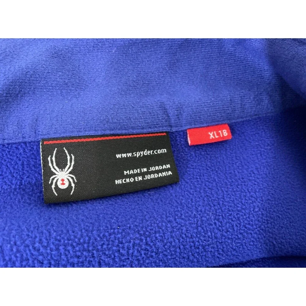 SPYDER full zip sweater jacket Core  Youth sz XL /18 Blue logo zip pull & sleeve
